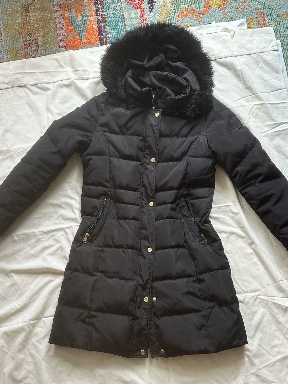 Ralph Lauren Black Quilted Hooded Puffer Coat